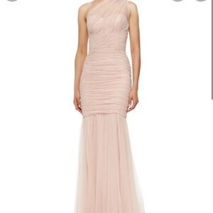 Amsale one shoulder tulle mermaid dress